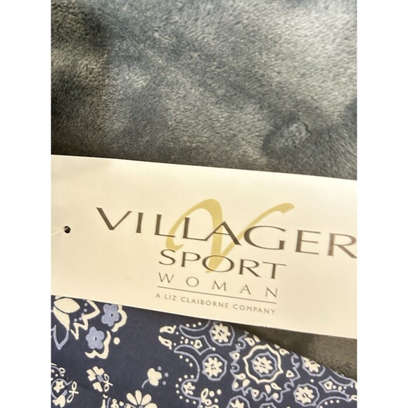 Villager Sport Woman Size 1 Stretch Short Sleeve Blue Floral Top NWT - Picture 7 of 11